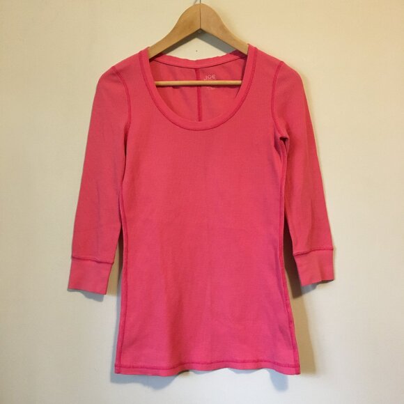 Vintage Strawberry Pink Waffle 3/4 Sleeve Shirt - Picture 1 of 14